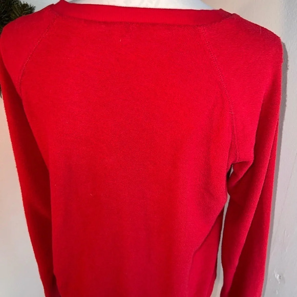 Xhiliration, XS, red Long sleeve crewneck sweatshirt  white glitter paint - Picture 4 of 8